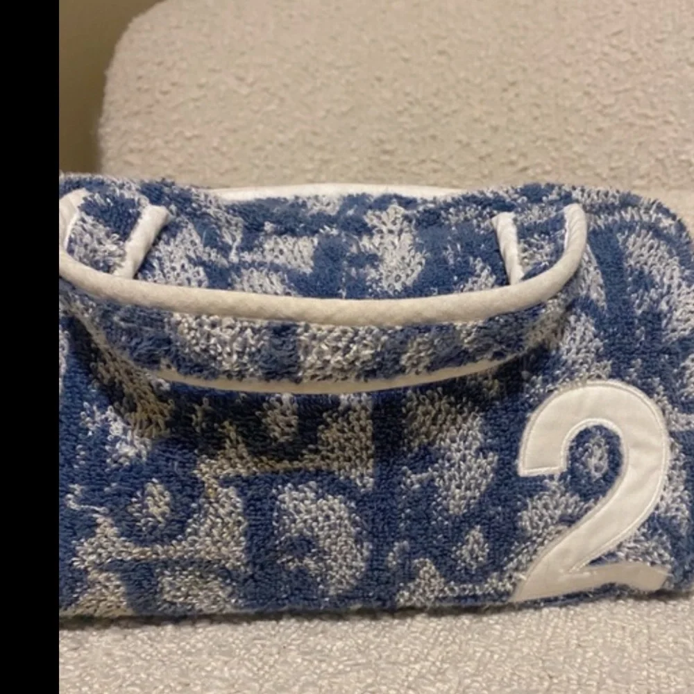 Authentic Vintage christian dior monogram terry cloth towel bag in blue - Picture 9 of 11